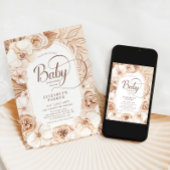 Invitation Baby shower Neutral Mocha Gold Floral