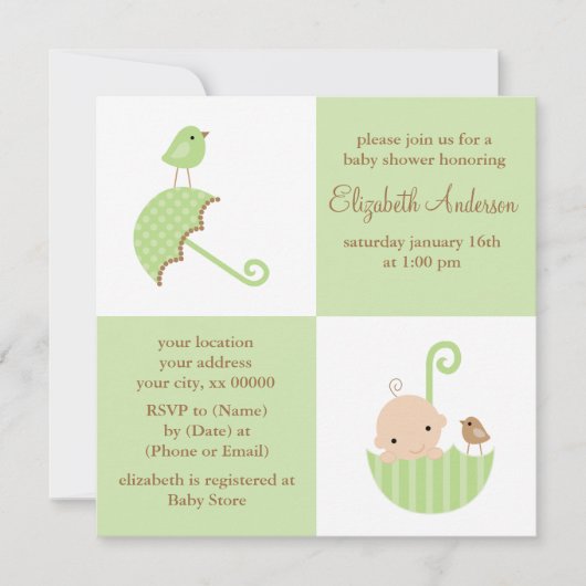 Invitation Baby shower neutre (Devant)