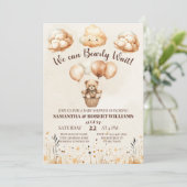 Invitation Baby shower neutre à ours mou (Debout devant)