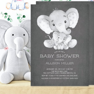 Invitation Baby shower neutre Chalkboard Elephant