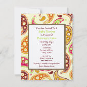 Invitation Baby shower neutre - chariot et Paisley verts (Dos)