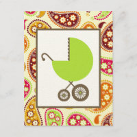 Baby shower neutre - chariot et Paisley verts