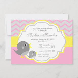 Invitation Baby shower neutre citron gris chevron