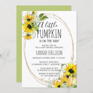 Invitation Baby shower neutre Citrouille de tournesol