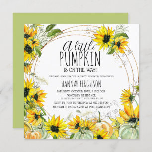 Invitation Baby shower neutre Citrouille de tournesol