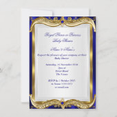 Invitation Baby shower neutre Couronne or Royal Blue Gem (Dos)