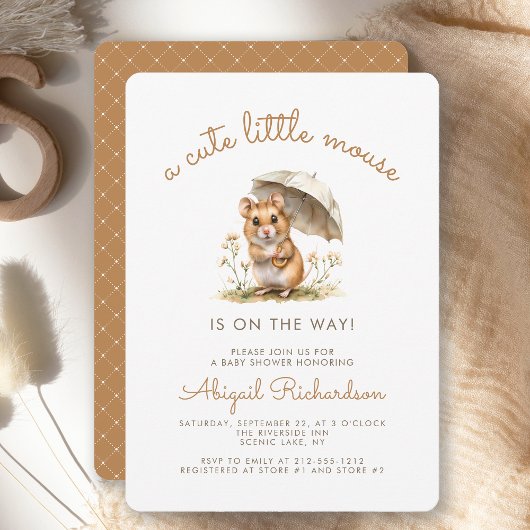Invitation Baby shower Neutre Cute Little Mouse