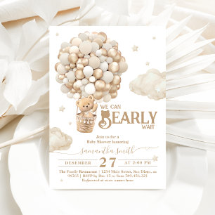 Invitation Baby shower neutre d'attente de l'ours en peluche
