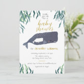 Invitation Baby shower neutre de baleine marine mignonne (Debout devant)