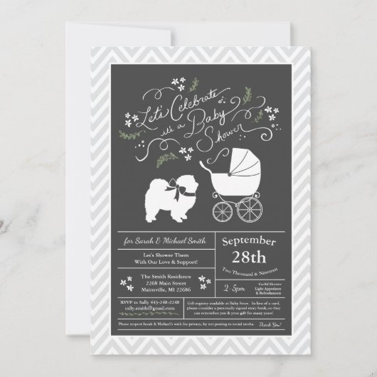 Invitation Baby shower Neutre de Chow Chow Dog (Devant)