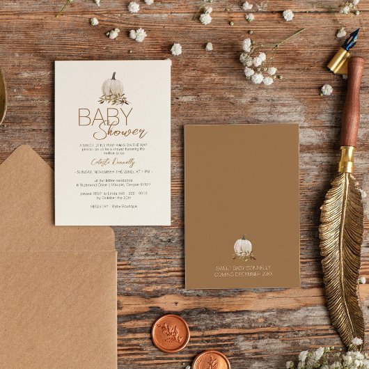 Invitation Baby shower neutre de Citrouille de Boho rustique 
