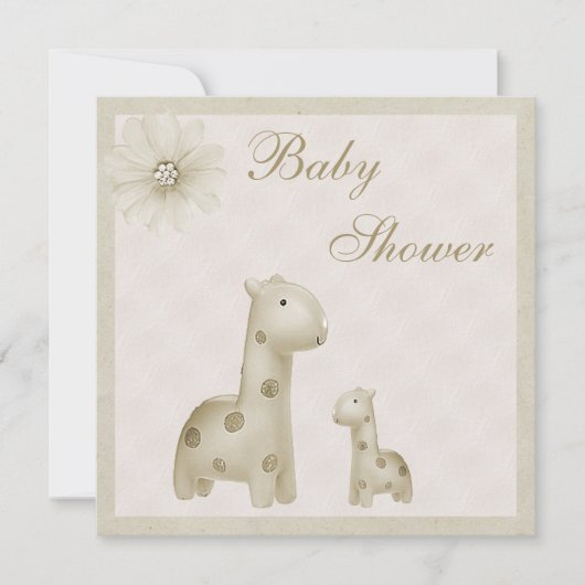 Invitation Baby shower neutre de cru de girafes de maman et (Devant)
