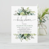 Invitation Baby shower neutre de feuillage de verdure de (Debout devant)