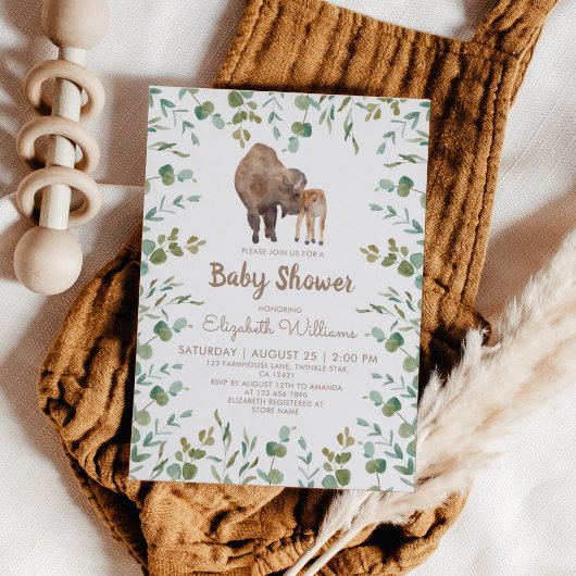 Invitation Baby shower neutre de genre Bison