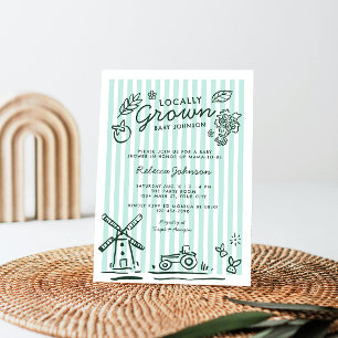 Invitation Baby shower neutre de genre cultivé localement