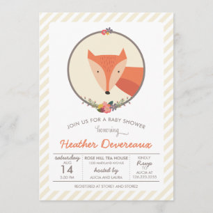 Invitation Baby shower neutre de genre de Fox
