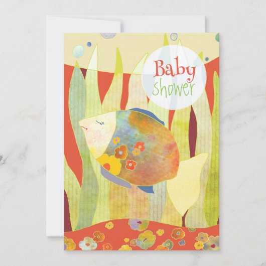 Invitation Baby shower neutre de genre de poisson de fleurs (Devant)