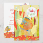 Invitation Baby shower neutre de genre de poisson de fleurs (Devant / Derrière)