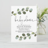 Invitation Baby shower neutre de genre de verdure, blanc noir (Debout devant)