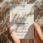Invitation Baby shower neutre de genre en faux or simple