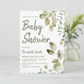 Invitation Baby shower neutre de genre Eucalyptus (Debout devant)