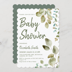 Invitation Baby shower neutre de genre Eucalyptus