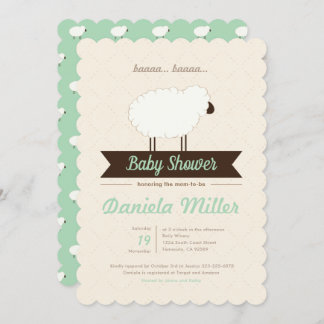 Invitation Baby shower neutre de genre Mint Little Lamb