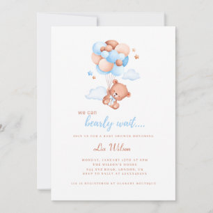 Invitation Baby shower neutre de genre pour l'ours en peluche