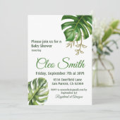 Invitation Baby shower neutre de la feuille tropicale moderne (Debout devant)