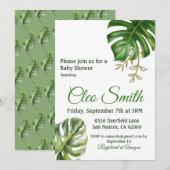 Invitation Baby shower neutre de la feuille tropicale moderne (Devant / Derrière)