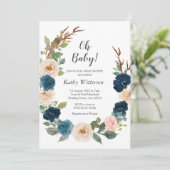 Invitation Baby shower neutre de la Marine bleue (Debout devant)