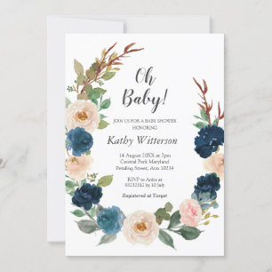 Invitation Baby shower neutre de la Marine bleue