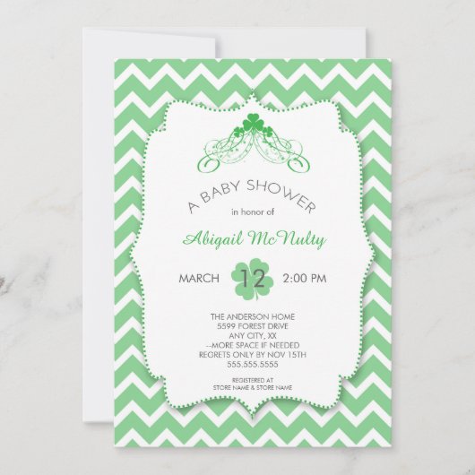 Invitation Baby shower neutre de la Saint Patrick (Devant)