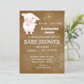 Invitation Baby shower neutre de l'agneau mignon (Debout devant)
