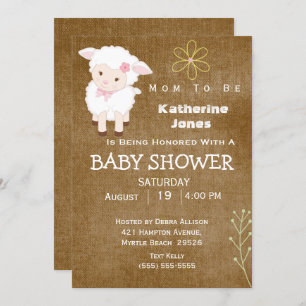 Invitation Baby shower neutre de l'agneau mignon
