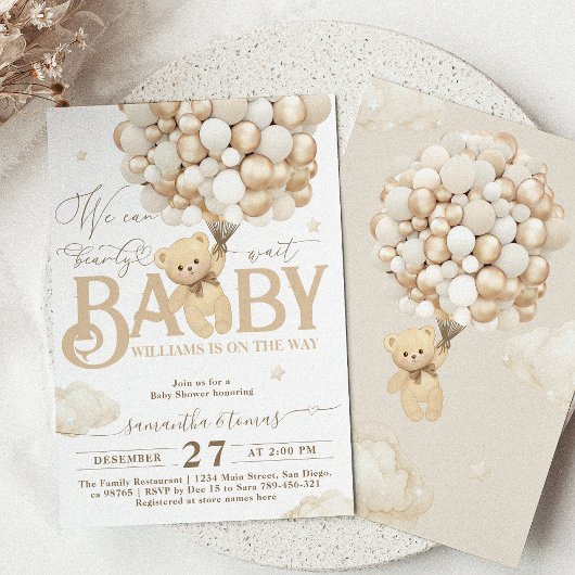 Invitation Baby shower neutre de l'ours