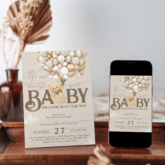 Invitation Baby shower neutre de l'ours