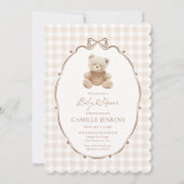 Invitation Baby shower neutre de l'ours en peluche (Devant)