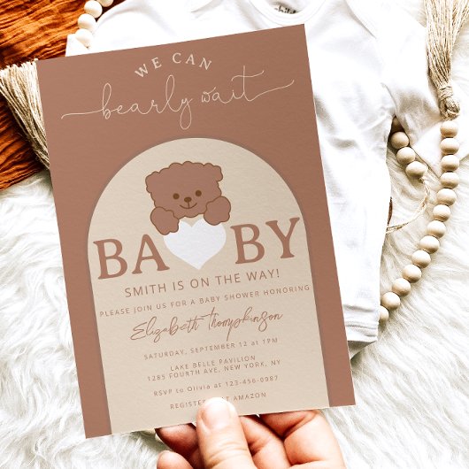 Invitation Baby shower neutre de l'ours en peluche