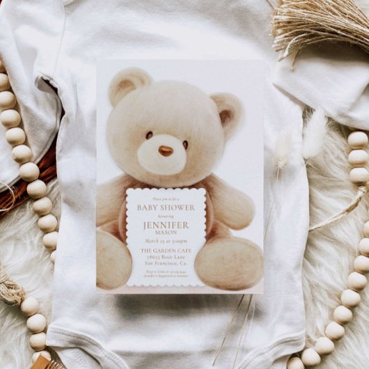 Invitation Baby shower neutre de l'ours en peluche