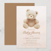 Invitation Baby shower neutre de l'ours en peluche (Devant / Derrière)
