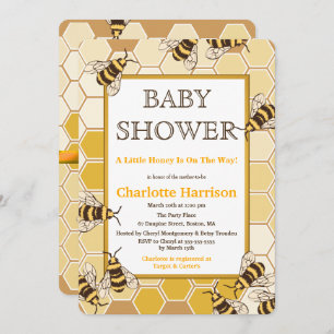Invitation Baby shower neutre de miel Bees & Honey Comb