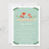 Invitation Baby shower neutre de mignons renards (Devant)