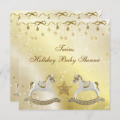 Invitation Baby shower neutre de Noël de chevaux de basculage (Devant / Derrière)