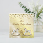 Invitation Baby shower neutre de Noël de chevaux de basculage (Debout devant)