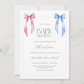 Invitation Baby shower neutre de sexe rose bleu Bow (Devant)