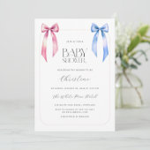 Invitation Baby shower neutre de sexe rose bleu Bow (Debout devant)