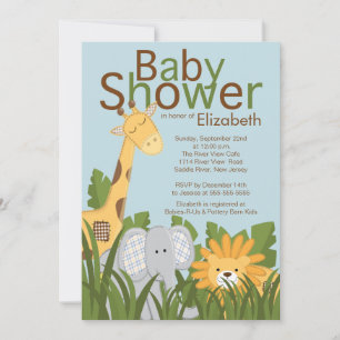 Invitation Baby shower neutre des animaux de Jungle Safari