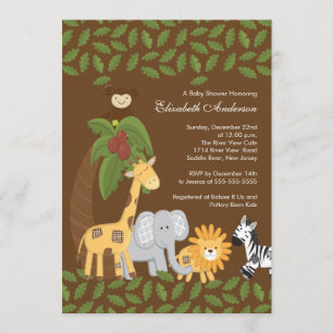 Invitation Baby shower neutre des animaux de Jungle Safari
