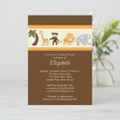 Invitation Baby shower neutre des animaux de Jungle Safari (Debout devant)